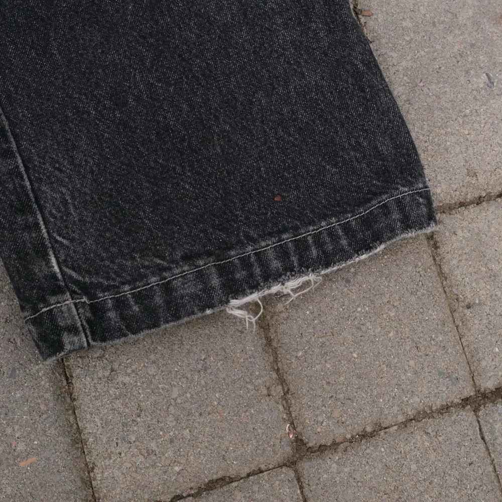 ⁠Vintage Girbaud Jeans Mens Baggy Wide Leg Multi Panel Faded Black Denim 90s 36